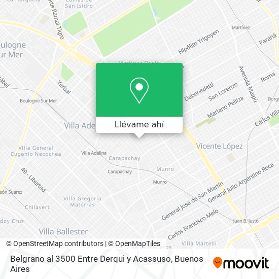 Mapa de Belgrano al 3500 Entre Derqui y Acassuso