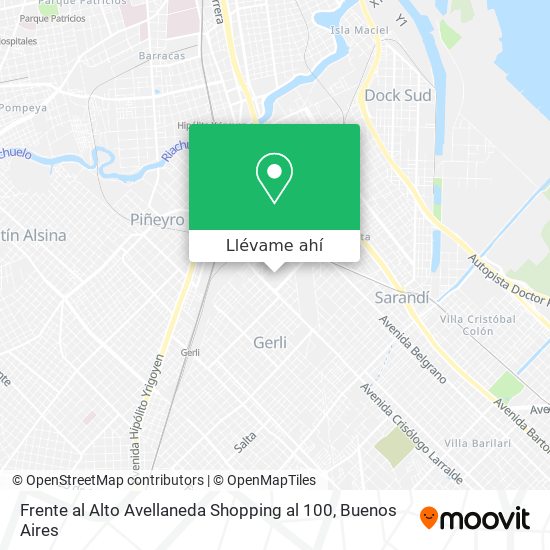 Mapa de Frente al Alto Avellaneda Shopping al 100