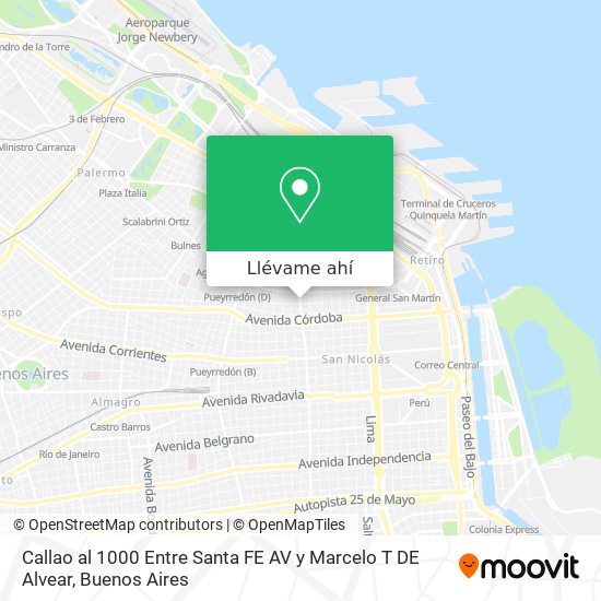 Mapa de Callao al 1000 Entre  Santa FE AV  y  Marcelo T  DE Alvear