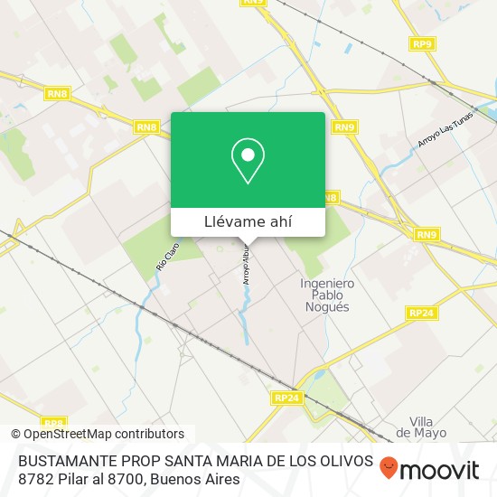 Mapa de BUSTAMANTE PROP    SANTA MARIA DE LOS OLIVOS   8782   Pilar al 8700