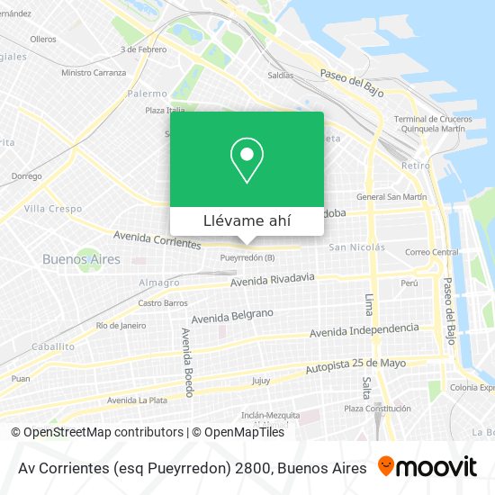 Mapa de Av  Corrientes (esq  Pueyrredon) 2800