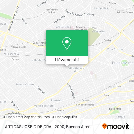 Mapa de ARTIGAS  JOSE G  DE  GRAL  2000