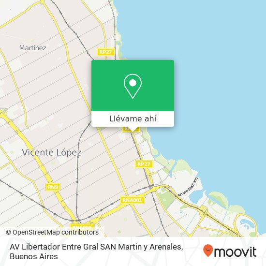 Mapa de AV Libertador Entre Gral  SAN Martin y Arenales