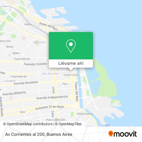 Mapa de Av  Corrientes al 200