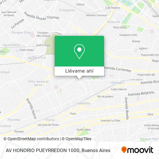 Mapa de AV  HONORIO PUEYRREDON 1000