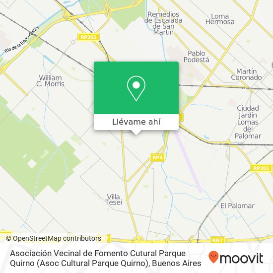 Mapa de Asociación Vecinal de Fomento Cutural Parque Quirno (Asoc Cultural Parque Quirno)