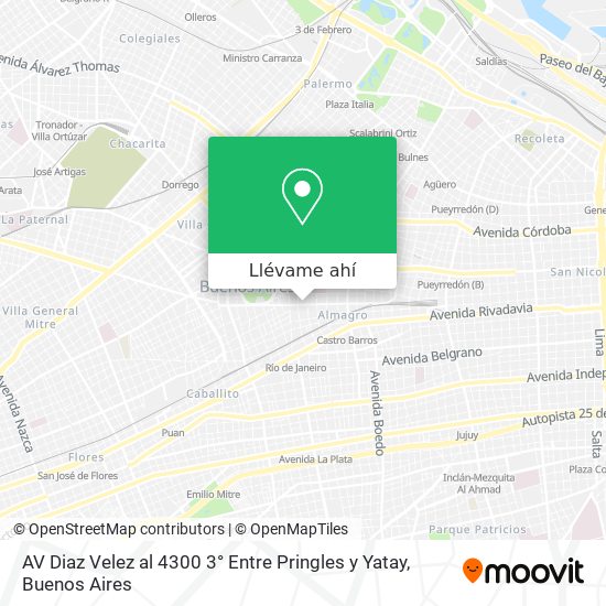 Mapa de AV Diaz Velez al 4300 3° Entre Pringles y Yatay