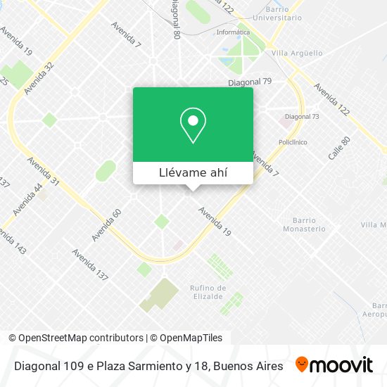 Mapa de Diagonal 109 e  Plaza Sarmiento y 18