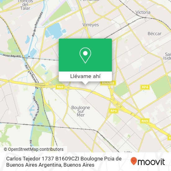 Mapa de Carlos Tejedor 1737  B1609CZI Boulogne  Pcia de Buenos Aires  Argentina