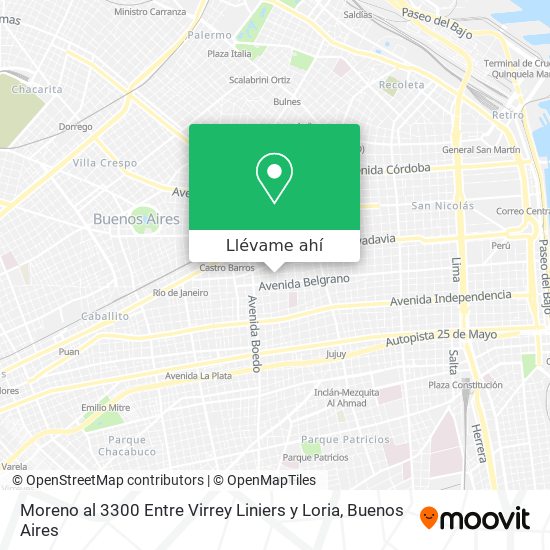 Mapa de Moreno al 3300  Entre Virrey Liniers  y Loria