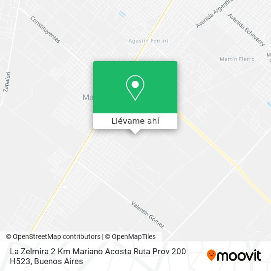 Mapa de La Zelmira 2 Km Mariano Acosta Ruta Prov  200 H523