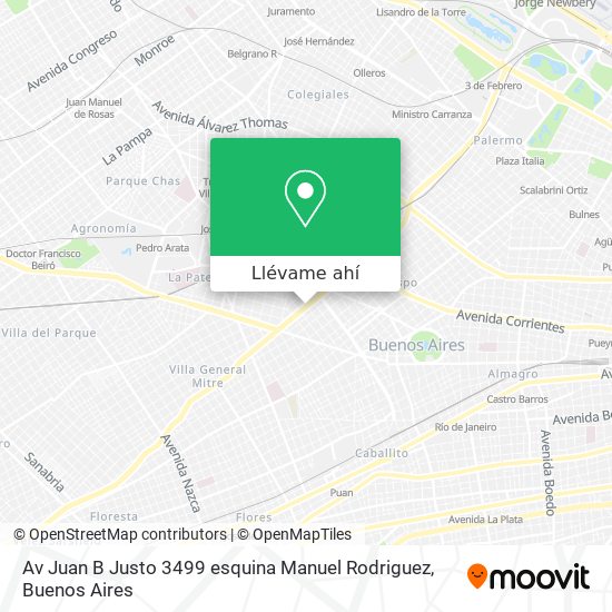 Mapa de Av Juan B  Justo 3499 esquina Manuel Rodriguez