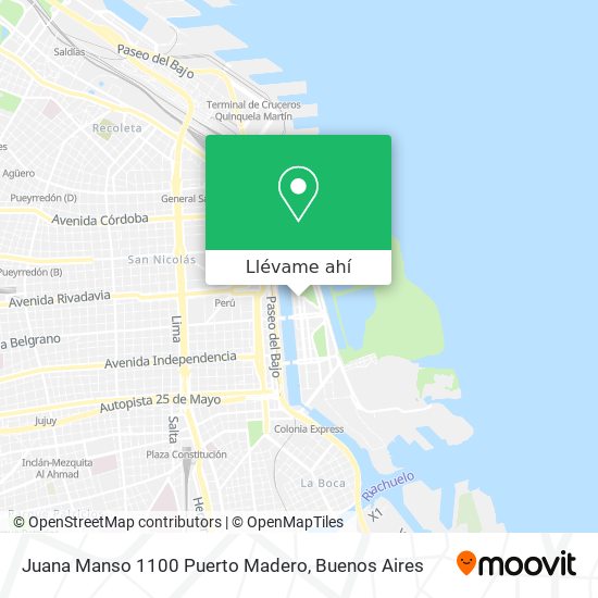 Mapa de Juana Manso 1100  Puerto Madero