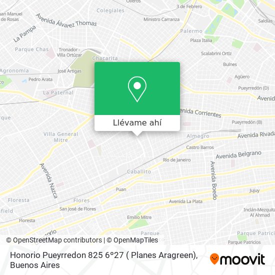 Mapa de Honorio Pueyrredon 825 6º27 ( Planes   Aragreen)