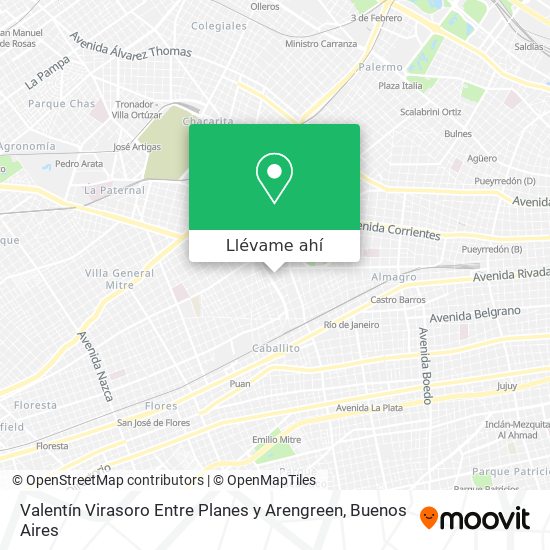 Mapa de Valentín Virasoro Entre  Planes y Arengreen