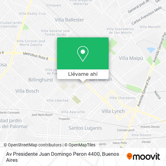 Mapa de Av  Presidente Juan Domingo Peron 4400