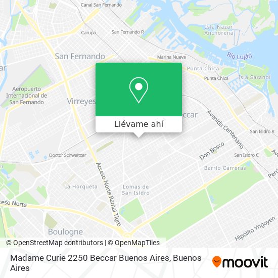 Mapa de Madame Curie 2250  Beccar  Buenos Aires