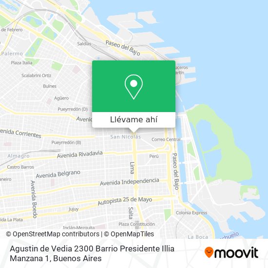 Mapa de Agustin de Vedia 2300  Barrio Presidente Illia  Manzana 1