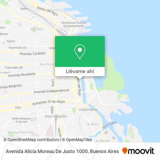 Mapa de Avenida Alicia Moreau De Justo 1000