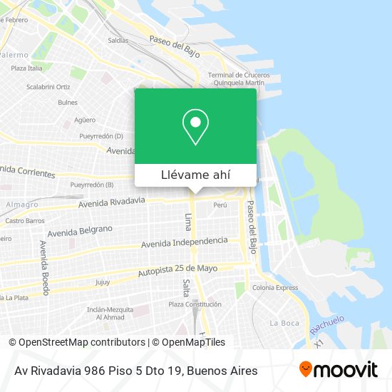 Mapa de Av Rivadavia 986  Piso 5 Dto  19