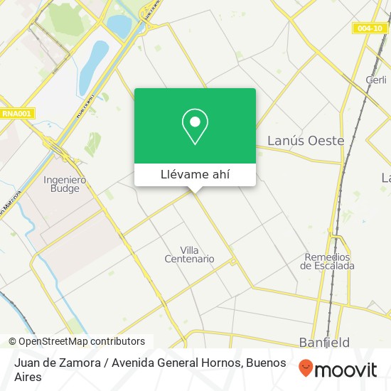 Mapa de Juan de Zamora / Avenida General Hornos