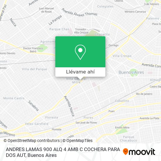 Mapa de ANDRES LAMAS 900 ALQ 4 AMB C  COCHERA PARA DOS AUT
