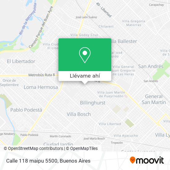 Mapa de Calle 118 maipu 5500