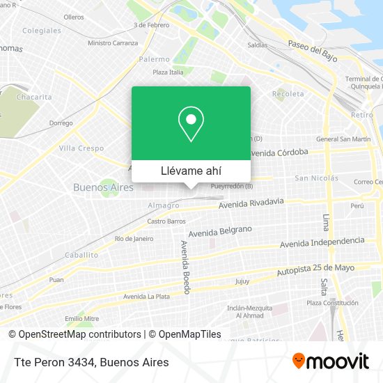 Cómo llegar a Tte Peron 3434 en Distrito Federal en Colectivo, Tren o Subte?