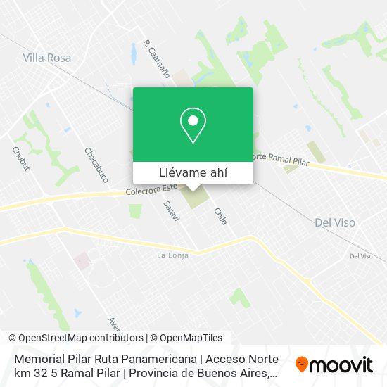 Mapa de Memorial Pilar   Ruta Panamericana | Acceso Norte km 32 5 Ramal Pilar | Provincia de Buenos Aires