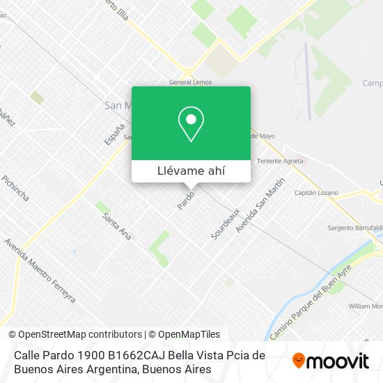Mapa de Calle Pardo 1900  B1662CAJ Bella Vista  Pcia de Buenos Aires  Argentina