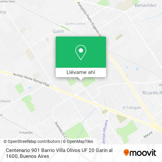 Mapa de Centenario 901 Barrio Villa Olivos UF 20  Garin al 1600