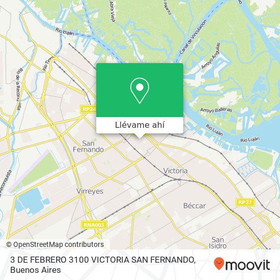 Mapa de 3 DE FEBRERO 3100  VICTORIA  SAN FERNANDO