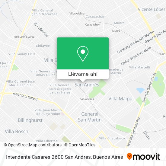 Mapa de Intendente Casares 2600 San Andres