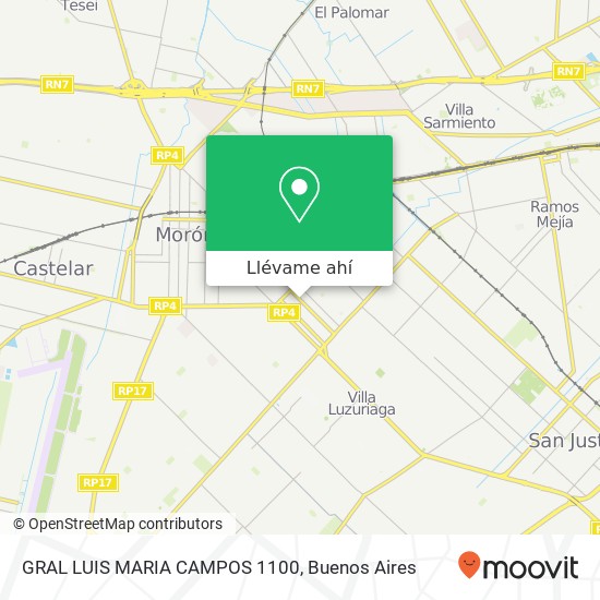 Mapa de GRAL LUIS MARIA CAMPOS 1100