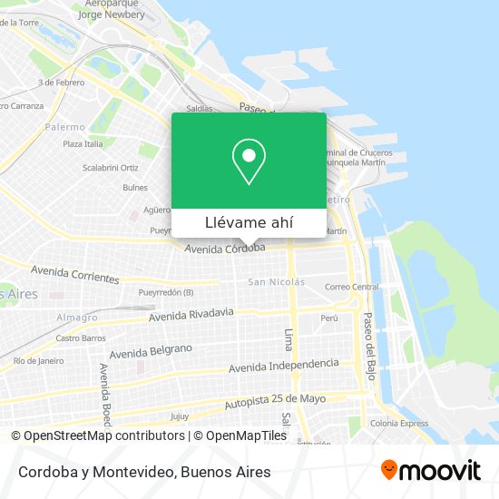 Mapa de Cordoba y Montevideo