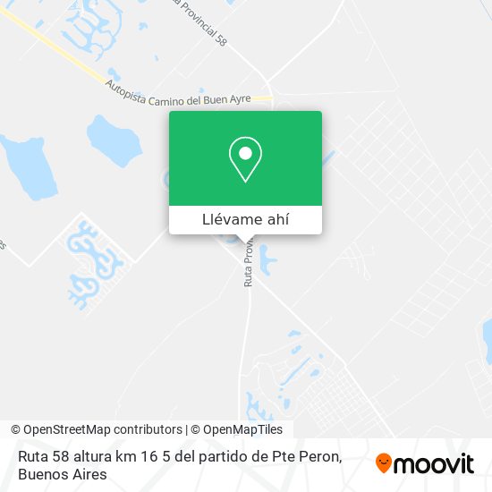 Mapa de Ruta 58  altura km 16 5 del partido de Pte Peron