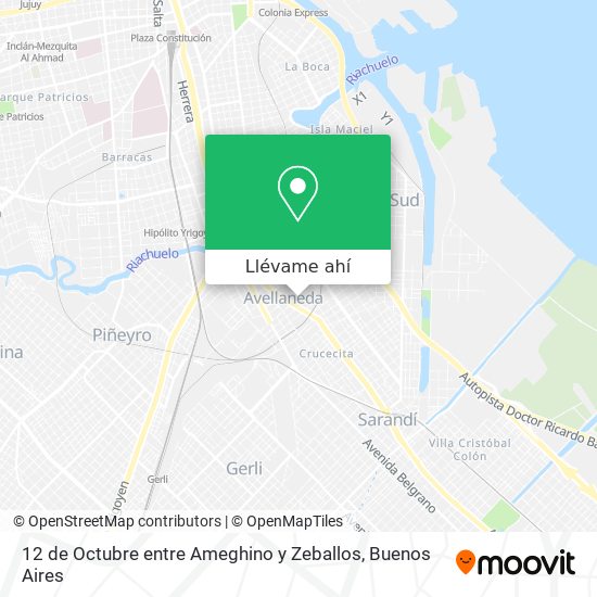 Mapa de 12 de Octubre entre Ameghino y Zeballos