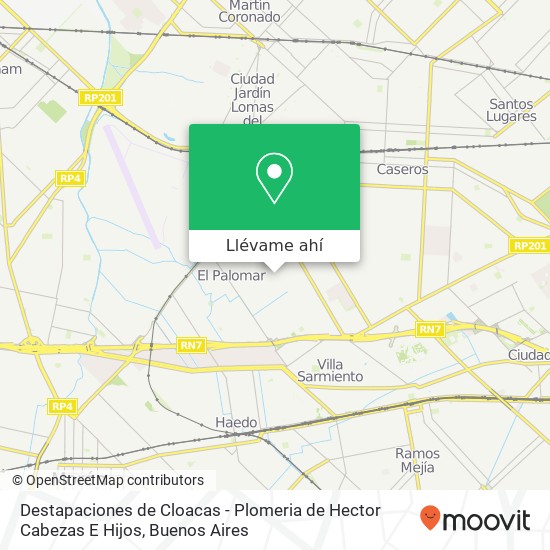 Mapa de Destapaciones de Cloacas - Plomeria de Hector Cabezas E Hijos
