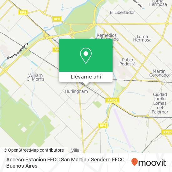 Mapa de Acceso Estación FFCC San Martin / Sendero FFCC