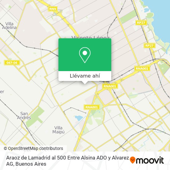 Mapa de Araoz de Lamadrid  al 500 Entre Alsina ADO y Alvarez AG