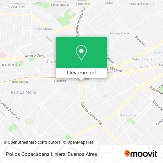 Mapa de Pollos Copacabana Liniers