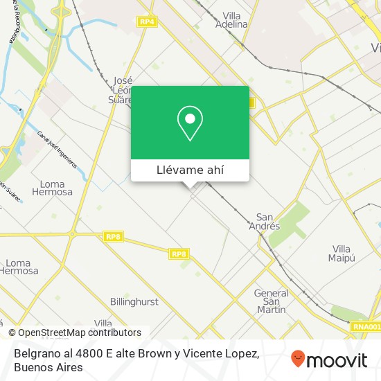 Mapa de Belgrano al 4800 E alte Brown y Vicente Lopez