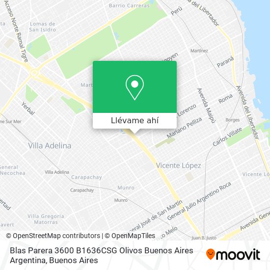 Mapa de Blas Parera 3600  B1636CSG Olivos  Buenos Aires  Argentina