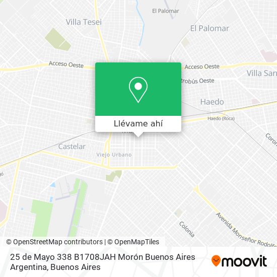 Mapa de 25 de Mayo 338  B1708JAH Morón  Buenos Aires  Argentina