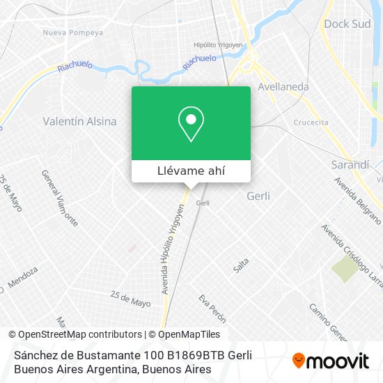 Mapa de Sánchez de Bustamante 100  B1869BTB Gerli  Buenos Aires  Argentina