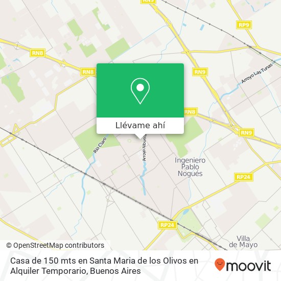 Mapa de Casa de 150 mts en Santa Maria de los Olivos en Alquiler Temporario