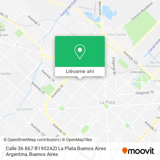 Mapa de Calle 36 867  B1902AZI La Plata  Buenos Aires  Argentina