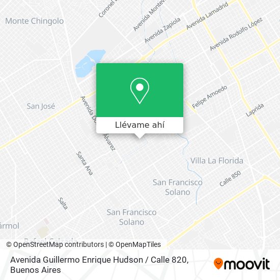 Mapa de Avenida Guillermo Enrique Hudson / Calle 820