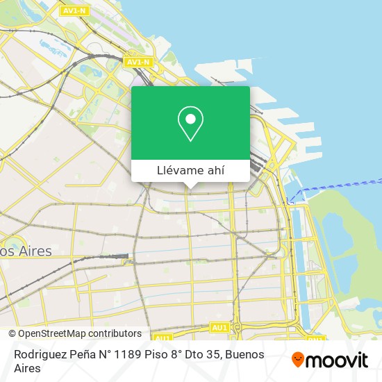 Mapa de Rodriguez Peña N° 1189 Piso 8° Dto  35