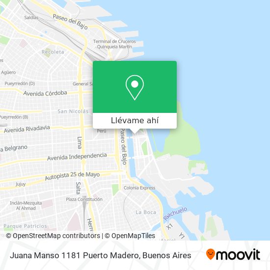 Mapa de Juana Manso 1181   Puerto Madero
